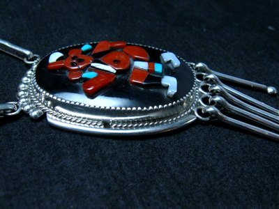 Image 3 of Zuni Beverly Etsate Mudhead Kachina Necklace & Earrings Set