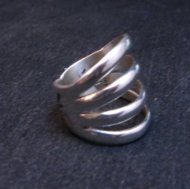 Image 4 of Navajo Native American Silver 4-Way Split Ring sz7-3/4, Wilbert Benally