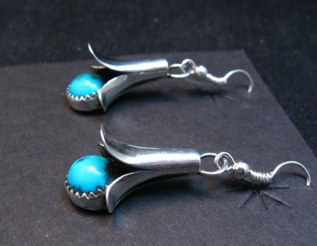 Image 1 of Doris Smallcanyon Navajo Turquoise Sterling Silver Squash Blossom Earrings