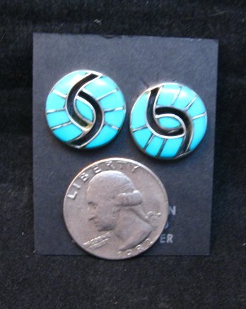Image 2 of Amy Wesley Zuni Turquoise Inlay Hummingbird Earrings