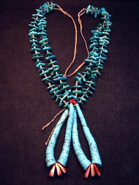 Image 0 of Dead Pawn Native American Navajo Turquoise Nugget Jacla Necklace  