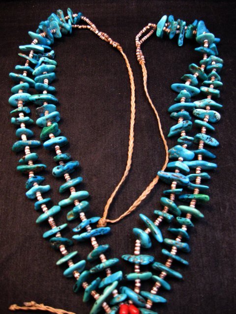 Image 1 of Dead Pawn Native American Navajo Turquoise Nugget Jacla Necklace  