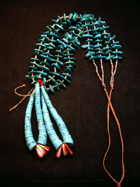 Image 2 of Dead Pawn Native American Navajo Turquoise Nugget Jacla Necklace  