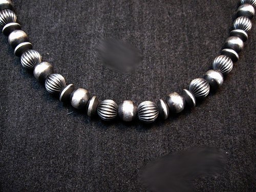 Image 1 of Native American Mixed Sterling Silver 6-7mm Bead Navajo Pearls Necklace 18-inch 