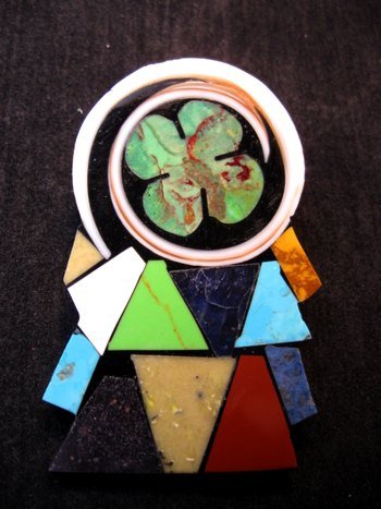 Image 0 of Contemporary Santo Domingo Kewa Mosaic Inlay Pin/Pendant, Mary Tafoya