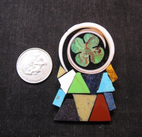Image 1 of Contemporary Santo Domingo Kewa Mosaic Inlay Pin/Pendant, Mary Tafoya