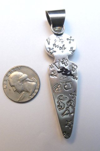 Image 2 of Navajo Rhodonite and Onyx Silver Pendant, Everett & Mary Teller