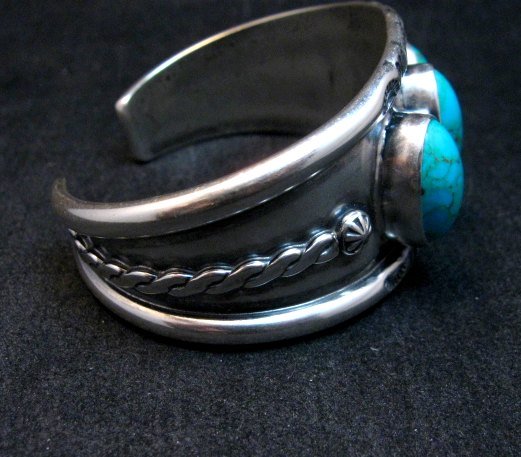Image 3 of Everett & Mary Teller, Old Style Navajo Kingman Turquoise Cuff Bracelet