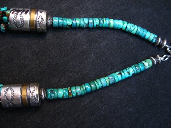 Image 4 of Everett Mary Teller Navajo 9-Strand Kingman Turquoise Nugget Necklace