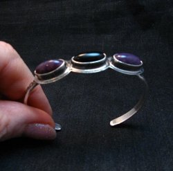 Navajo Black Onyx Purple Spiny Oyster Stacker Cuff Bracelet, Everett Mary Teller