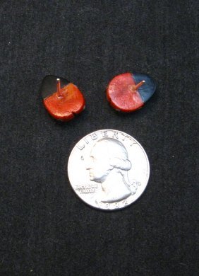 Image 1 of Cute Zuni Indian Ladybug Fetish Earrings by Georgette Quam