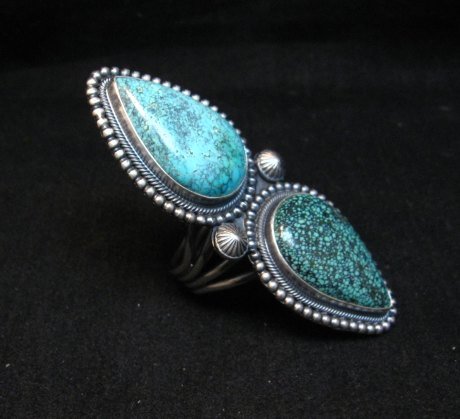 Image 1 of Amazing Gem Quality Turquoise Ring Navajo Freddie Maloney sz 8-1/4