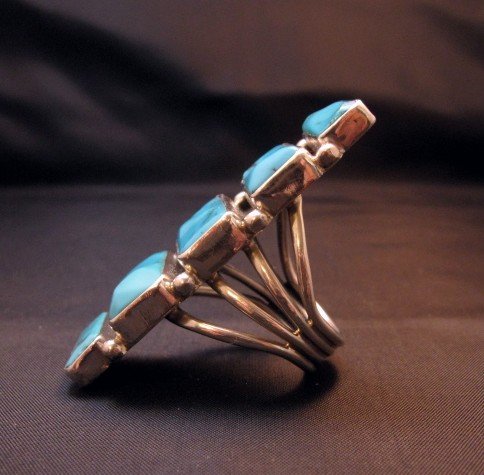 Image 7 of Gorgeous Turquoise Silver Ring by Navajo Verdy Jake sz8