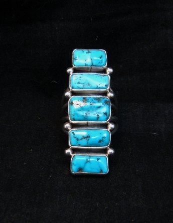 Image 5 of Navajo Native American Indian Turquoise Silver Ring, Verdy Jake, sz7