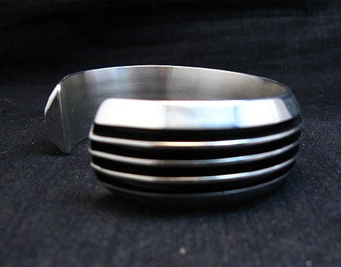 Contemporary Native American Navajo Sterling Silver Cuff Bracelet Tom Hawk