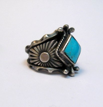 Image 3 of Navajo Native American Turquoise Silver Ring - Genevieve Frank sz7-1/2