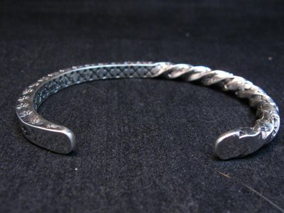 Image 4 of Sunshine Reeves Navajo Stamped Twisted Silver Stacker Cuff Bracelet