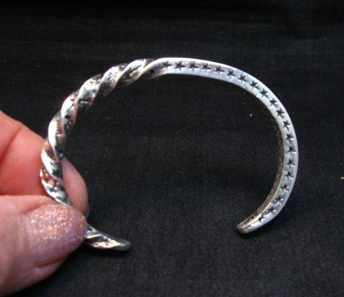 Image 5 of Sunshine Reeves Navajo Stamped Twisted Silver Stacker Cuff Bracelet