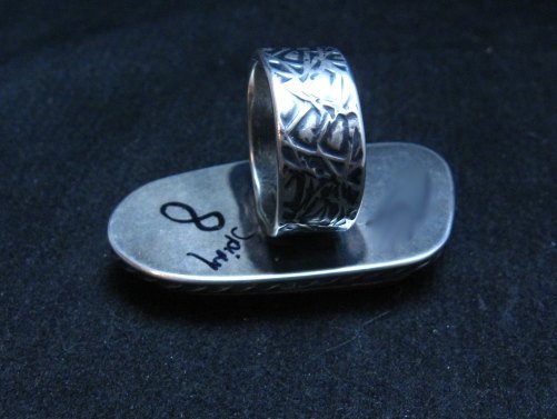 Image 3 of Big Navajo Silver Spiny Oyster Ring Travis Teller sz8