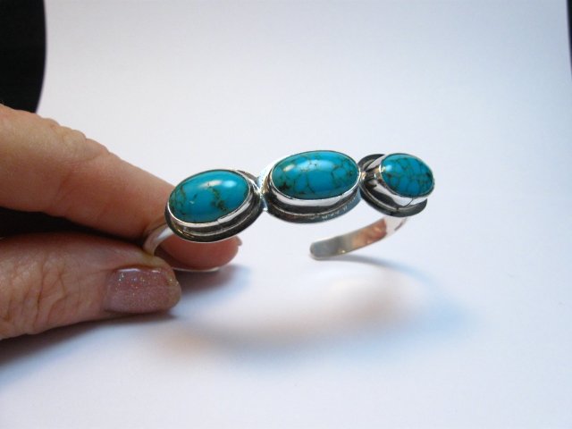 Image 2 of Navajo Turquoise Stacker Cuff Bracelet, Everett Mary Teller