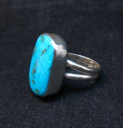 Image 1 of Everett & Mary Teller Navajo Turquoise Sterling Silver Ring sz6-1/2