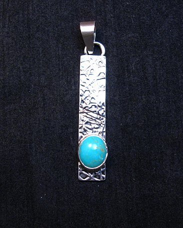Image 0 of Native American Turquoise Silver Stick Pendant by Navajo Travis Teller