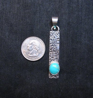 Image 2 of Native American Turquoise Silver Stick Pendant by Navajo Travis Teller