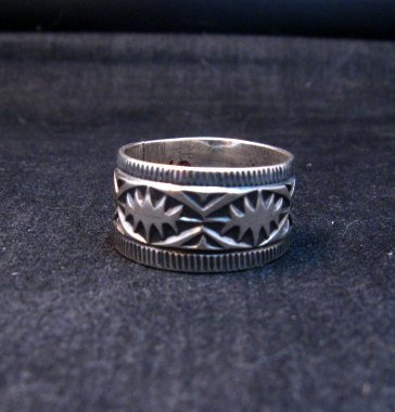 Image 0 of Navajo Sash Belt Design Silver Band Ring, Travis Teller sz10