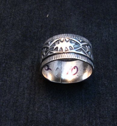 Image 1 of Navajo Sash Belt Design Silver Band Ring, Travis Teller sz10