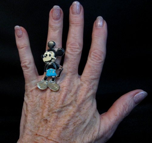 Image 1 of Zuni Mickey Mouse Ring, Andrea Lonjose Shirley, sz8