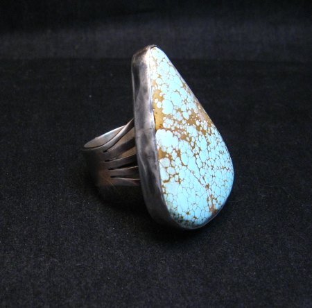 Image 2 of Huge Number 8 Turquoise Ring by Navajo Verdy Jake sz9 adjustable