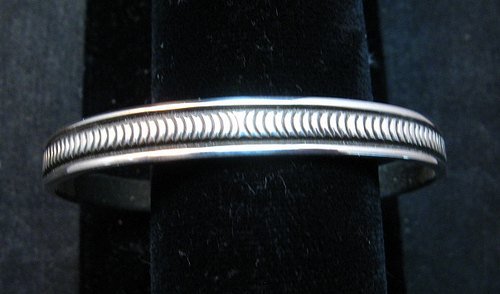 Image 0 of Native American Navajo Sterling Silver Cuff Stacker Bracelet by Bruce Morgan