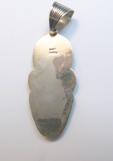 Image 6 of Gorgeous Navajo Royston Turquoise Silver Pendant by Albert Jake