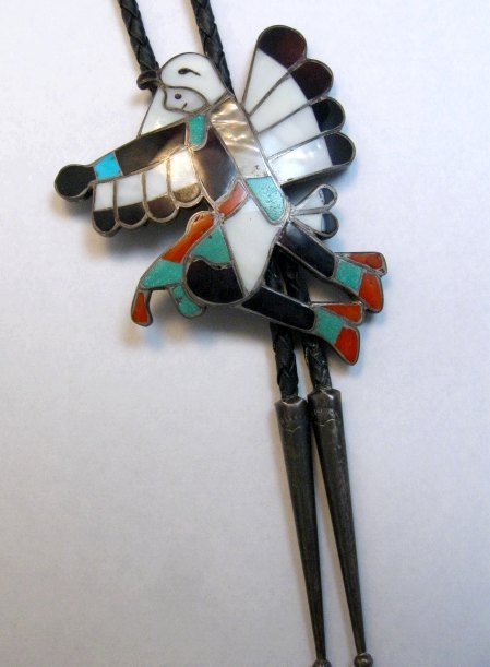 Image 2 of Vintage WM Zunie  Inlay Eagle Dancer Bolo Tie