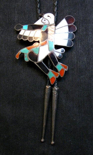 Image 4 of Vintage WM Zunie  Inlay Eagle Dancer Bolo Tie