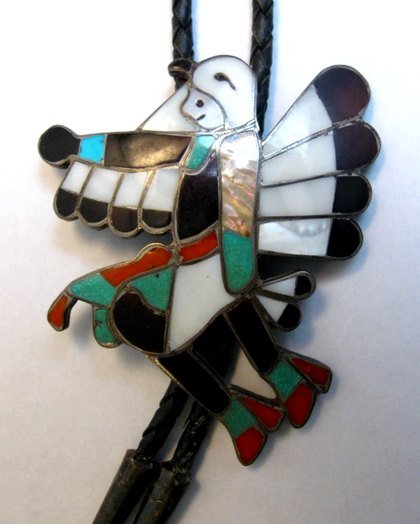 Image 1 of Vintage WM Zunie  Inlay Eagle Dancer Bolo Tie