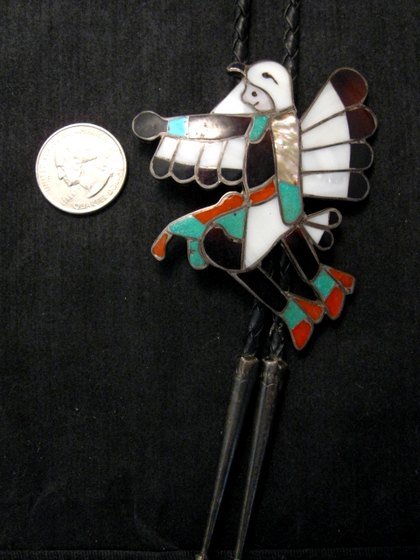 Image 0 of Vintage WM Zunie  Inlay Eagle Dancer Bolo Tie