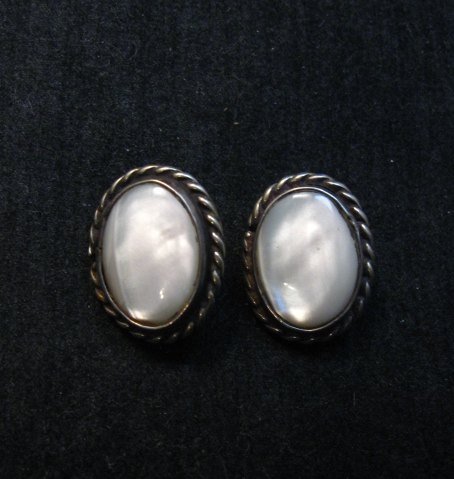 Image 0 of Vintage Native American Mother of Pearl Earrings, Clip-on