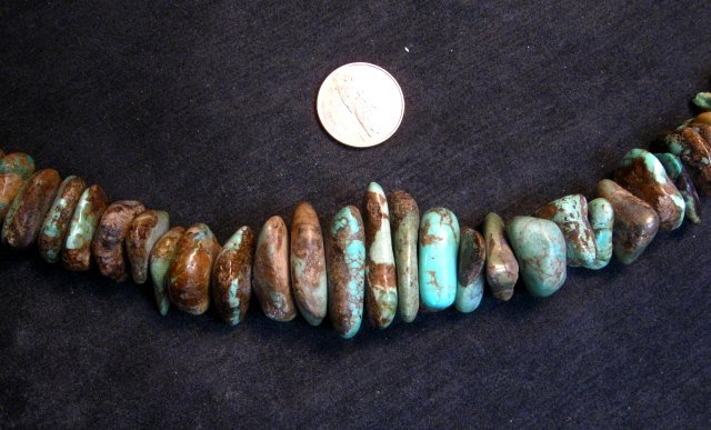 Image 3 of Vintage Southwestern Chunky Turquoise Nugget Necklace 32'' long