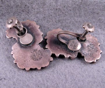 Image 2 of Vintage Mexican 900 Silver Earrings Screw-back