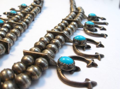 Image 7 of Petite Vintage Native American Turquoise Silver Naja Necklace