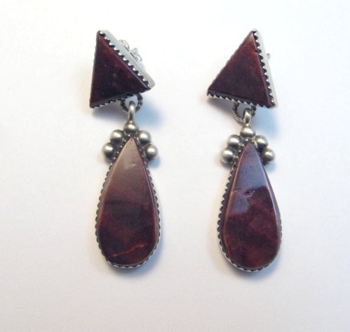 Image 0 of Navajo Purple Spiny Oyster Silver Earrings, Selena Warner