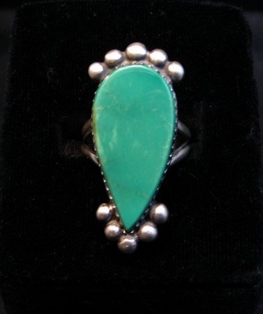 Image 3 of Navajo ~ Selena Warner ~ Turquoise Silver Ring, sz6-1/2