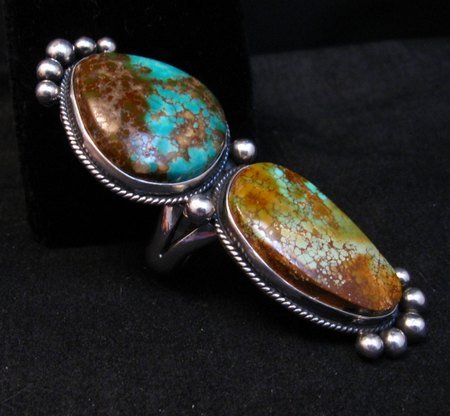 Image 4 of Huge Navajo Pilot Mountain Turquoise Silver Ring sz8-1/2 by Donovan Cadman