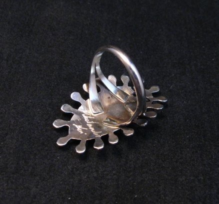 Image 3 of Zuni Indian Turquoise Needlepoint Sterling Ring Philander Gia sz8