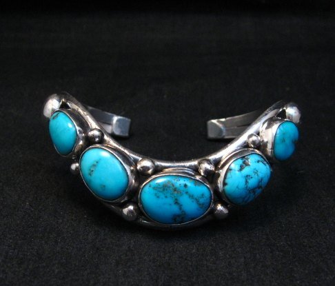 Image 0 of David Lister Navajo Sleeping Beauty Turquoise Silver Bracelet