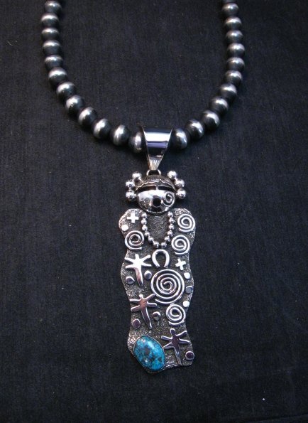 Image 1 of Navajo Alex Sanchez Maiden Pendant Turquoise Silver