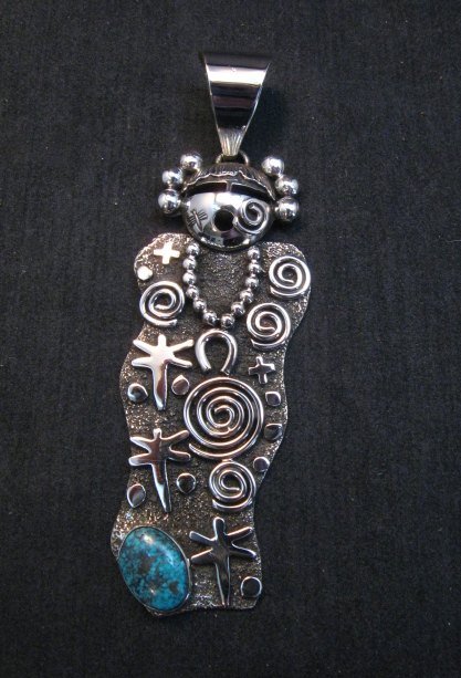 Image 0 of Navajo Alex Sanchez Maiden Pendant Turquoise Silver