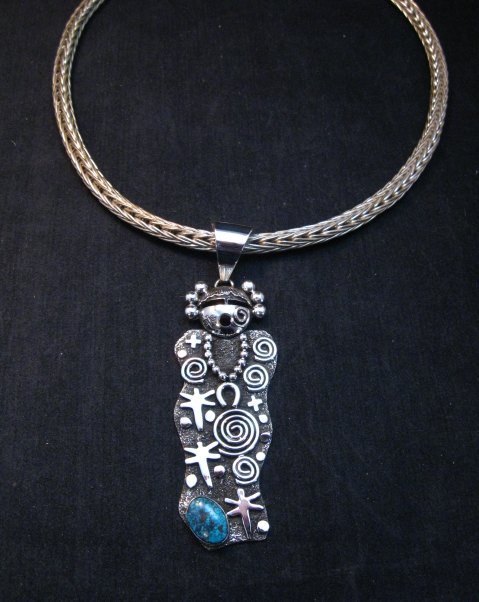 Image 5 of Navajo Alex Sanchez Maiden Pendant Turquoise Silver