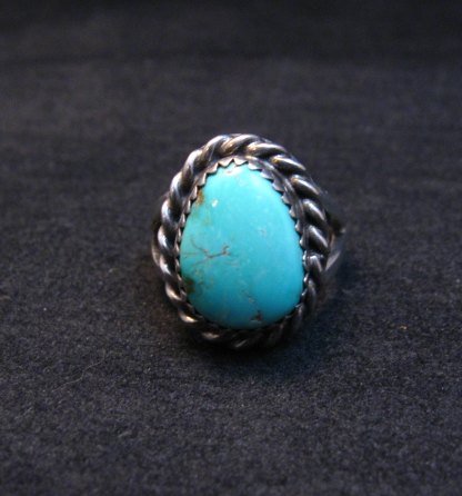 Image 0 of Vintage Native American Turquoise Ring signed sz5-1/2 